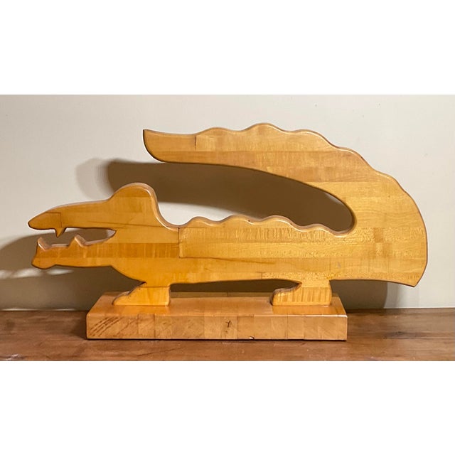 1980s Handcrafted Solid Wood Alligator / Crocodile Sculpture For Sale - Image 5 of 14