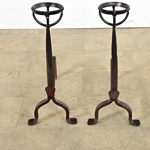 French French 18th Century Forged Iron Andirons For Sale - Image 3 of 8