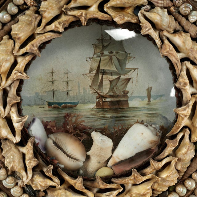 Antique British Colonial Sailors Valentine With Sailing Ships For Sale - Image 4 of 4