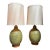 1960s Pair of Mid Century Modern Glazed Olive Green Table Lamps For Sale
