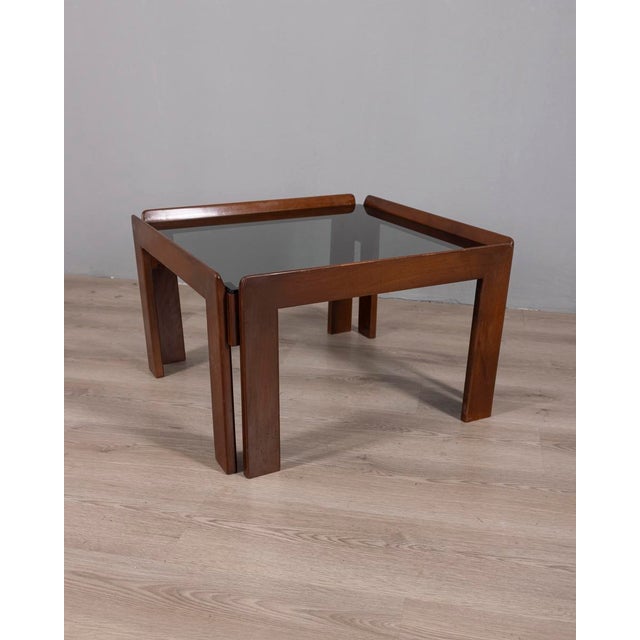 Vintage Italian Wood and Glass Coffee Table, 1970s For Sale - Image 9 of 9