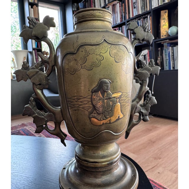 Meiji Shibuichi Vases, Set of 2 For Sale - Image 4 of 18