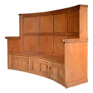 Large Victorian Pine Bacon Tavern Settle, 1860 For Sale