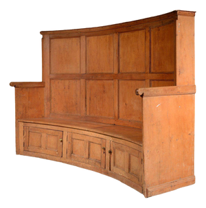 Large Victorian Pine Bacon Tavern Settle, 1860