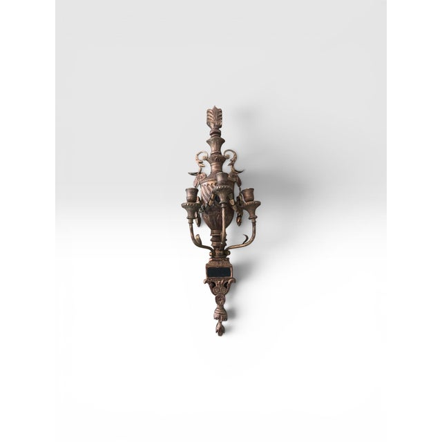 1960s 1960s Pair of Monumental 31” Italian Rococo Revival Carved Wood & Metal Wall Sconces For Sale - Image 5 of 12