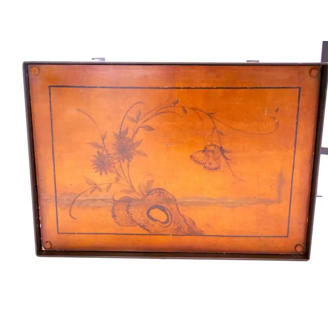 Late 20th Century Vintage Wrought Iron / Painted Wood Top Side Tables For Sale - Image 5 of 13