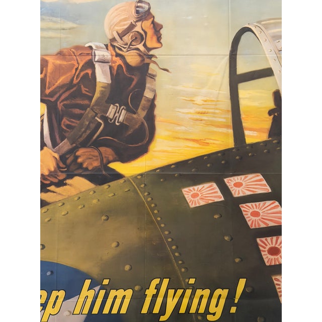 World War II U.S. propaganda and war bond poster titled Keep Him Flying! Buy War Bonds, featuring artwork by Georges...