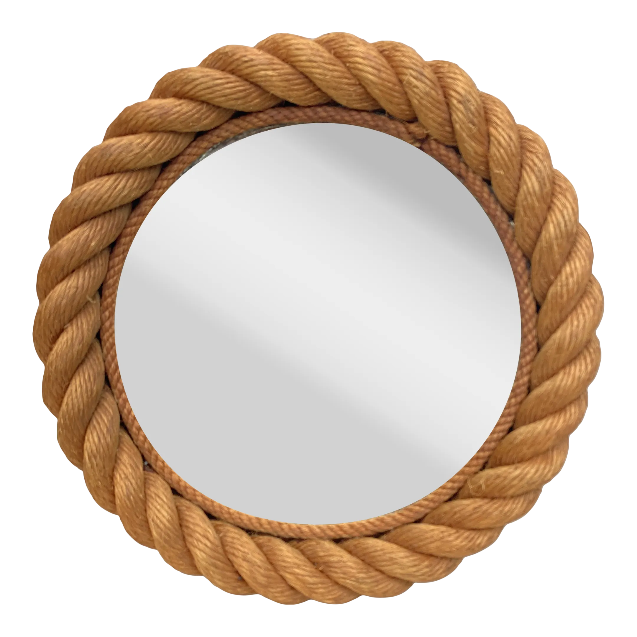Mid-Century Round Rope Mirror Adrien Audoux and Frida Minet | Chairish