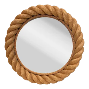 Mid-Century Round Rope Mirror Adrien Audoux and Frida Minet