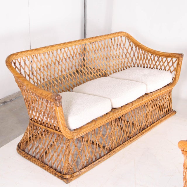 Wicker Rattan Lounge Set, 1970s, Set of 3 For Sale - Image 13 of 18
