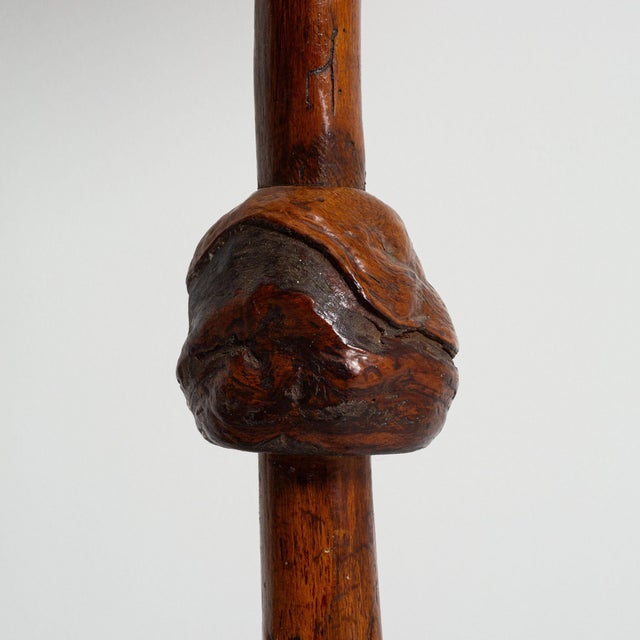 1960-1969 France Rich Walnut Brown Carved Walnut Floor Lamp For Sale - Image 9 of 11