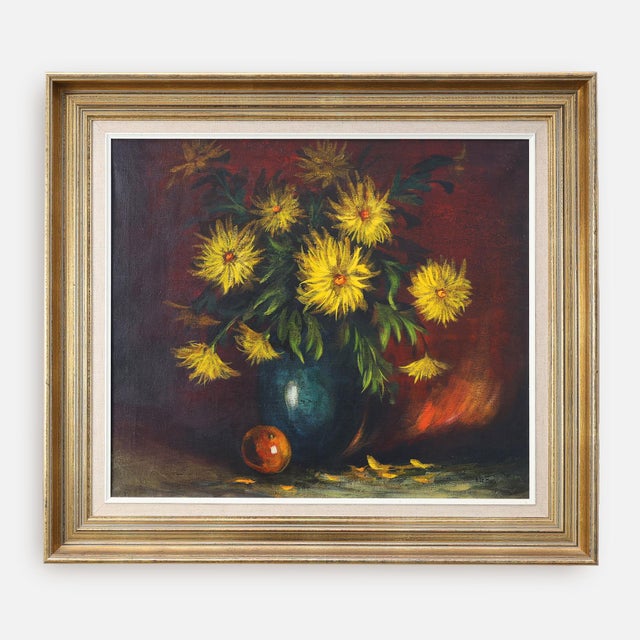 A. De Man, Still Life with Yellow Flowers, 1960, Oil Painting on Canvas, Framed For Sale - Image 11 of 11