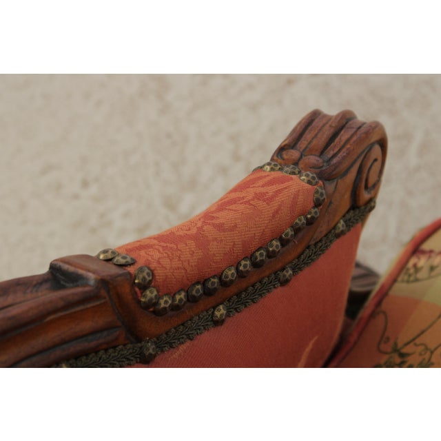 Vintage French Provincial Upholstered Love Seat Settee For Sale - Image 9 of 18