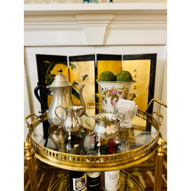 Vintage Pewter Tea or Coffee Service Set- Pitcher and Cream and Sugar- 3 Pieces For Sale - Image 6 of 12