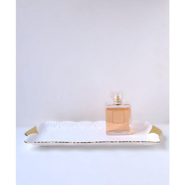 White White and Gold English Porcelain Tray, Circa Early-20th Century For Sale - Image 8 of 15