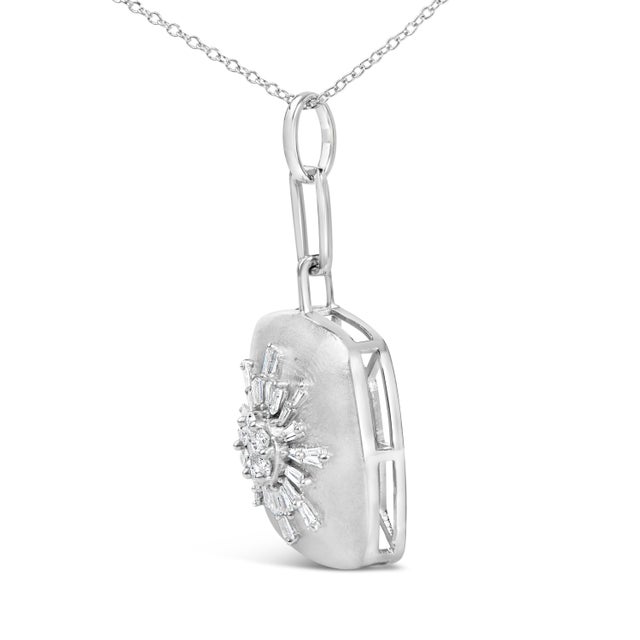 Haus of Brilliance Sterling Silver 1/2 Cttw Diamond Sunburst Medallion Pendant Necklace 18 Inch Cable Chain For Sale - Image 4 of 4