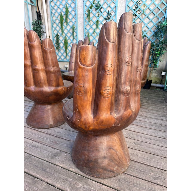 Vintage Wooden Hands Chairs, 1970s, Set of 6 For Sale - Image 6 of 11
