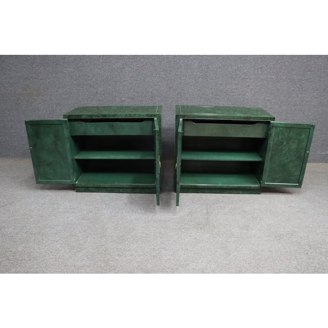Green Pair of Henredon Faux Malachite Cabinets For Sale - Image 8 of 16