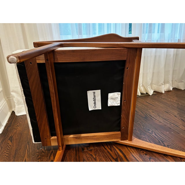 Crate & Barrel Cavett Wood Accent Chair & Ottoman — Excellent Condition For Sale - Image 13 of 15