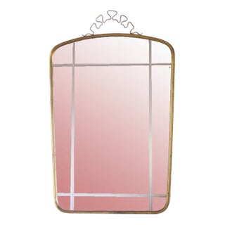 Large Mid-Century Wall Mirror with Brass Crown from Münchner Zierspiegel For Sale