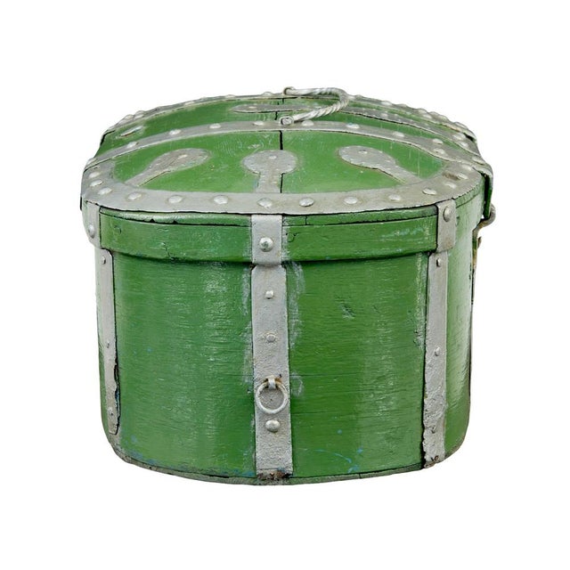swedish 19th century green painted shaped strong box circa 1850. an example of the traditional swedish shaped strong box...