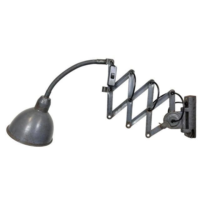 Grey Industrial Scissor Wall Lamp from Elektroinstala, 1960s For Sale - Image 14 of 14