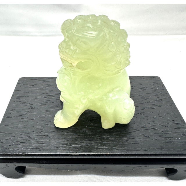 Mid 20th Century Vintage Hand-Carved Translucent Celadon Jade Female Guardian Lion (Foo Dog) For Sale - Image 5 of 9