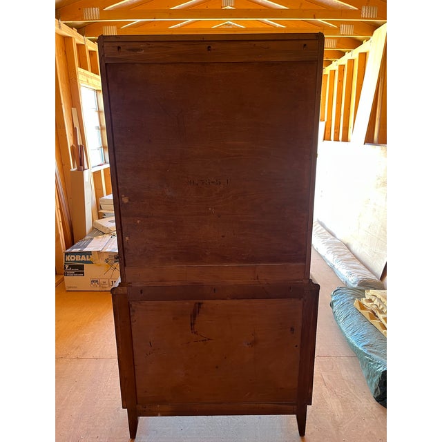 Brown 1930s Art Deco Waterfall China Cabinet For Sale - Image 8 of 10