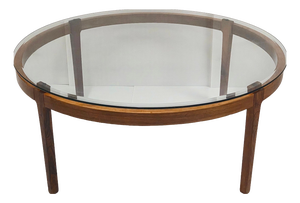 Vintage Scandinavian Coffee Table in Teak, Rosewood and Glass, 1960s