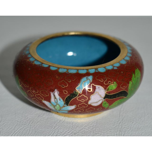 Vintage Mini Cloisonné Bowl W/Floral Design For Sale - Image 4 of 8