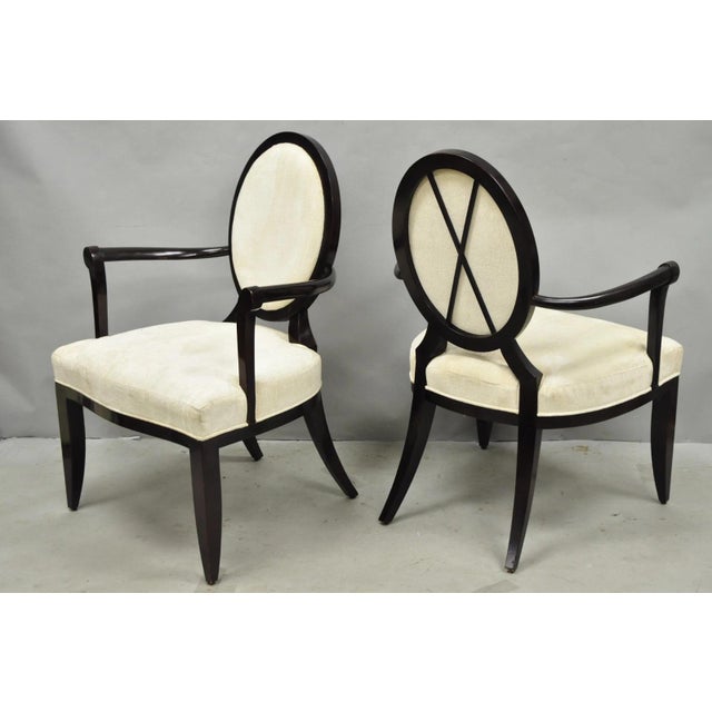 Modern Barbara Barry for Baker Oval X-Back Mahogany Stain Dining Chairs - Set of 6 For Sale - Image 3 of 18