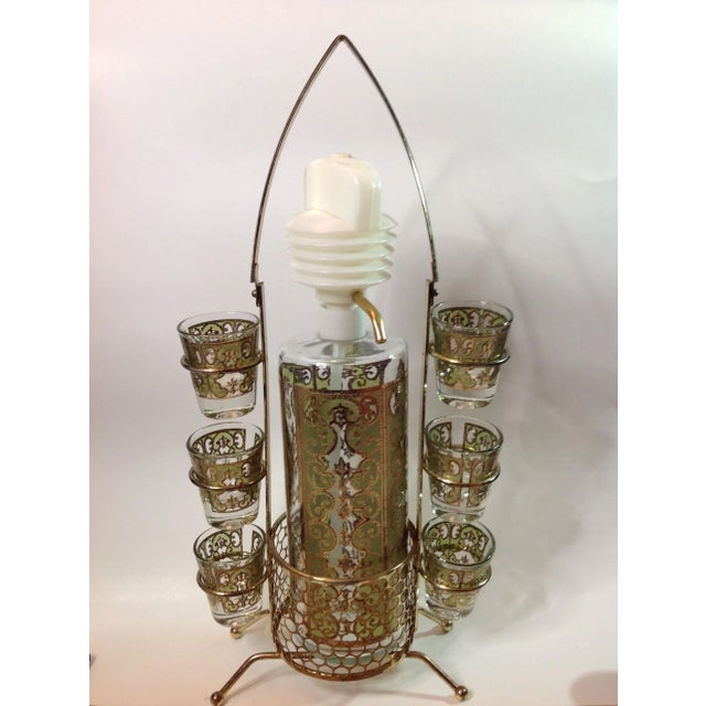 Mid Century Modern Atomic Age Starlyte Bar Set Caddy, Dispenser and 6 Shot Glasses For Sale - Image 13 of 13