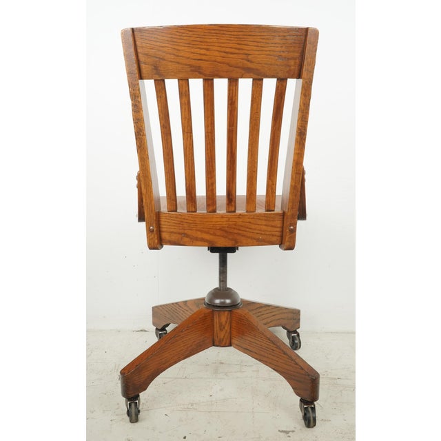 Antique Quarter Sawn Oak Swivel Desk Chair For Sale - Image 10 of 11