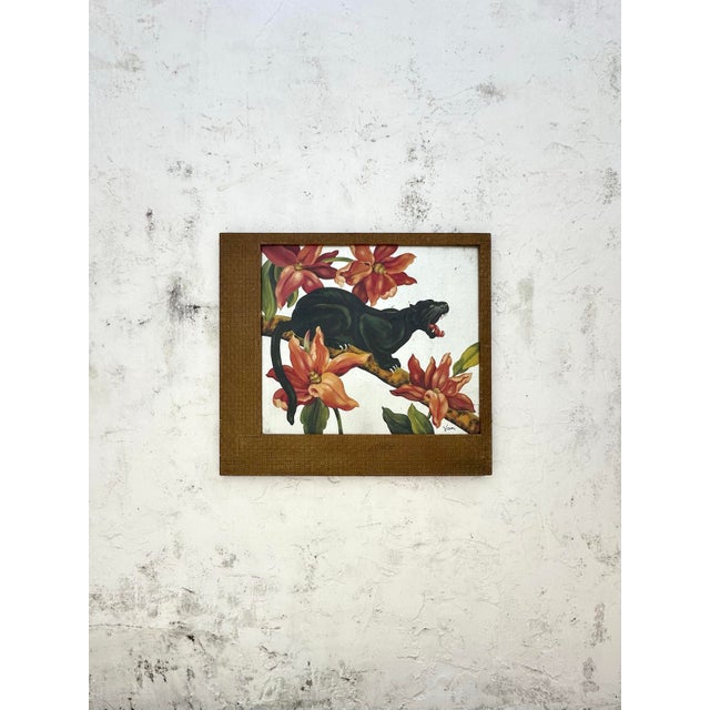 Abstract Vintage Acrylic on Foiled Board of Black Panther For Sale - Image 3 of 6