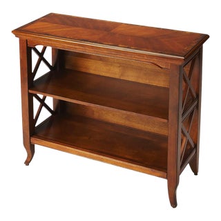 Olive Ash Burl X-Shaped Bookcase For Sale