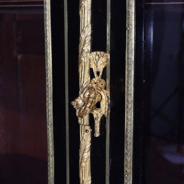 Brown Antique French Louis XVI Style Ebonized & Gilt Bookcase With Ormolu Mounts For Sale - Image 8 of 13