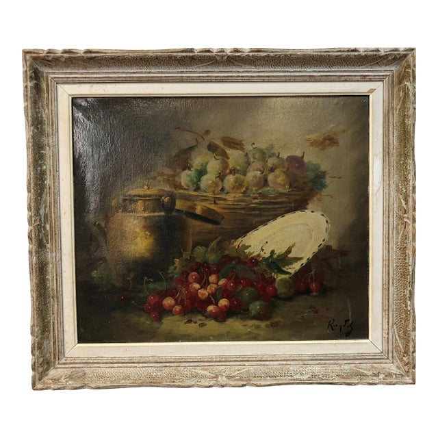 18th Century Still Life Oil on Canvas Signed on the Bottom, Framed For Sale