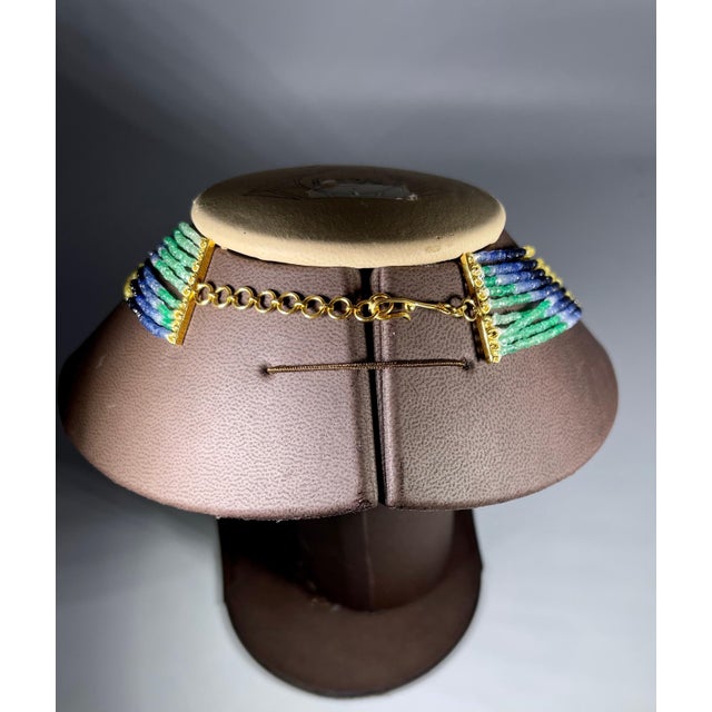 2000 - 2009 280 Ct 9 Layer Natural Emerald Ruby & Sapphire Bead Necklace 14K Gold Adjustable For Sale - Image 5 of 18