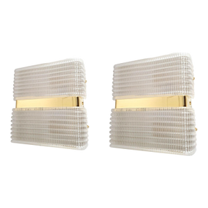 1970s Mid-Century Modern Glass Wall Sconces - a Pair