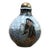 Vintage Ge-Ware Style Porcelain Snuff Bottle With Gilt Figure & Calligraphy For Sale