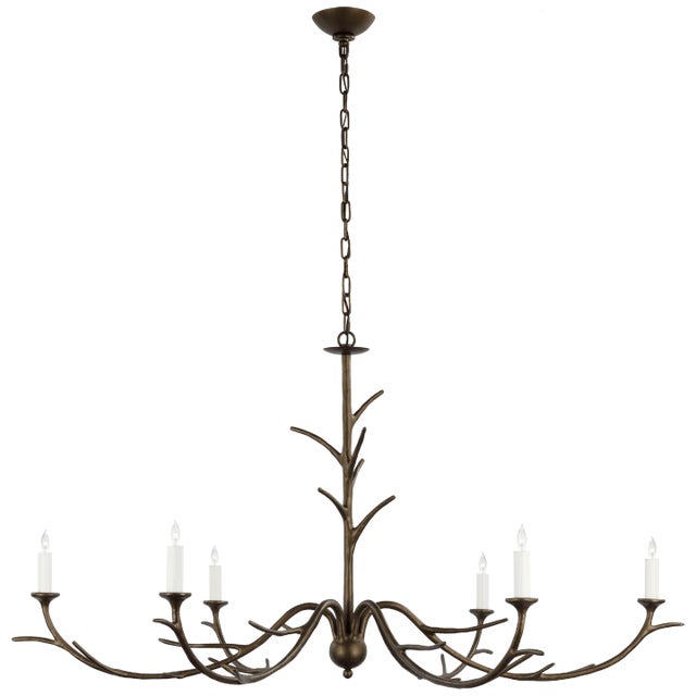 Visual Comfort Julie Neill for Visual Comfort Signature Iberia Large Chandelier in Antique Bronze Leaf For Sale - Image 4 of 7