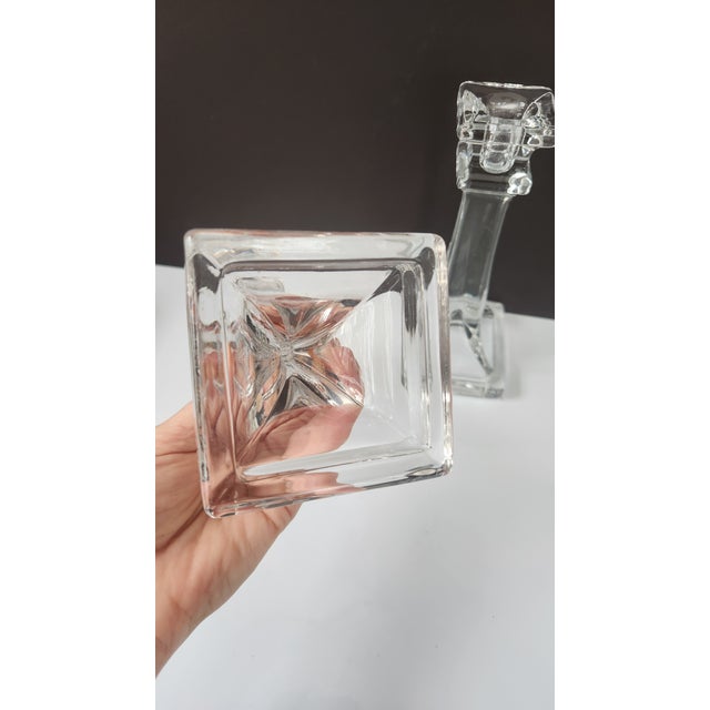 1940s Pair of Mid-Century Art Deco Style Pressed Glass Candlesticks, 7.25” For Sale - Image 10 of 13