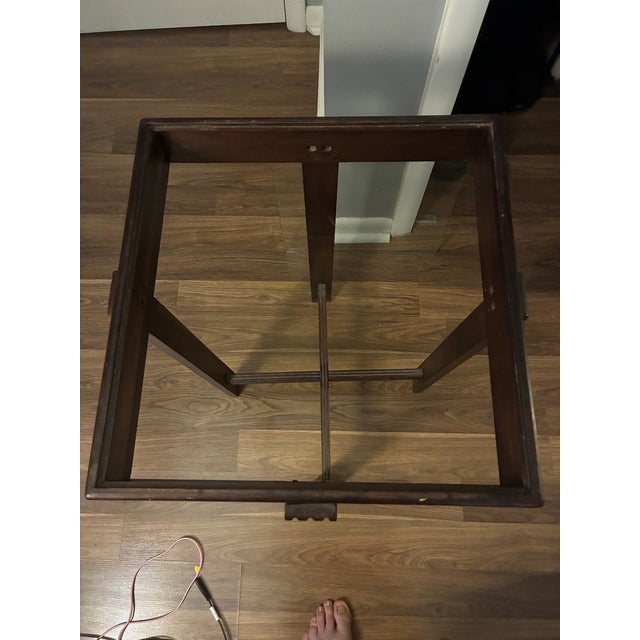 1930s Art Deco Walnut Side Table With Glass Top For Sale - Image 9 of 9