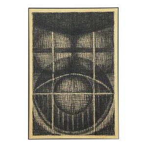 Vintage Abstract Postmodernist Charcoal on Paper, Matted/Anni Albers/Josef Albers