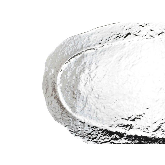 Late 20th Century Large Handblown Glass Irregular Edge Oval Shape Serving Platter For Sale - Image 4 of 5