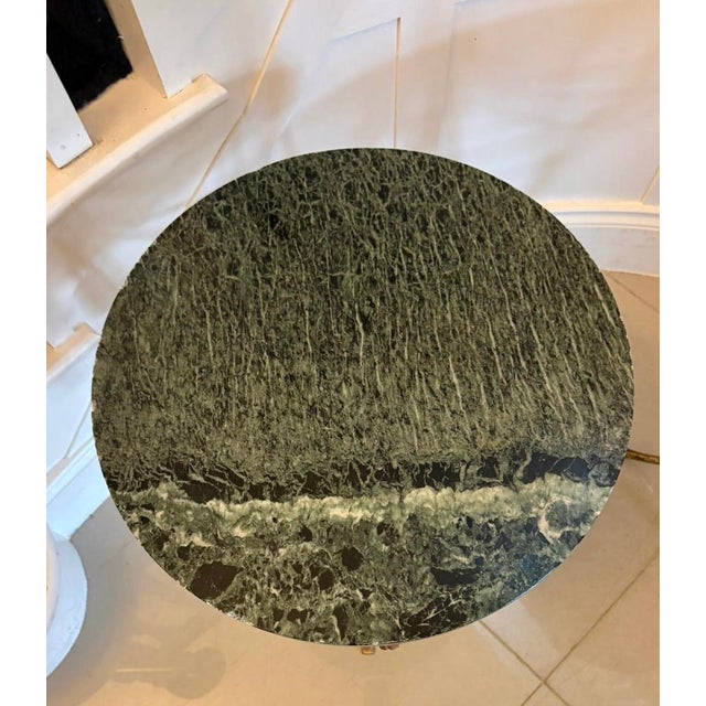 Antique Italian Gilt Metal and Verde Marble Tassel Side Tables, 1920, Set of 2 For Sale - Image 12 of 14