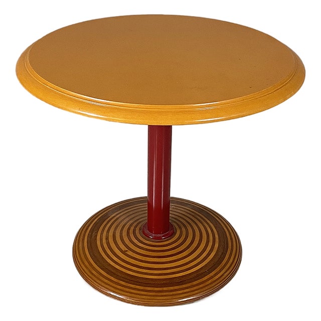 Italian Modern Round Wooden Coffee Table, 1980s For Sale