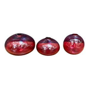 Pilgrim Cranberry Glass Pink Bubble Vases Set of 3