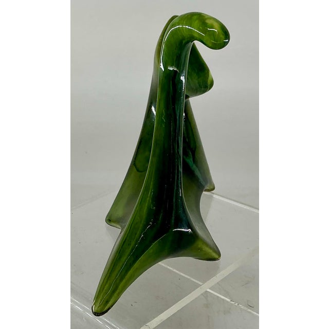 Green Mid Century Ceramic Abstract Cat Figurine For Sale - Image 8 of 9