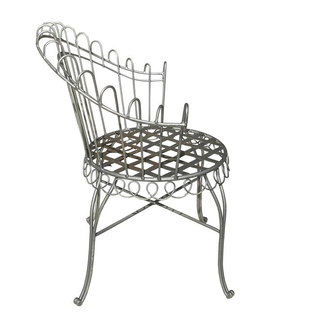 Late 19th Century French Wrought Iron Garden Chair in the Style of Salterini in Silver For Sale In Oklahoma City - Image 6 of 7